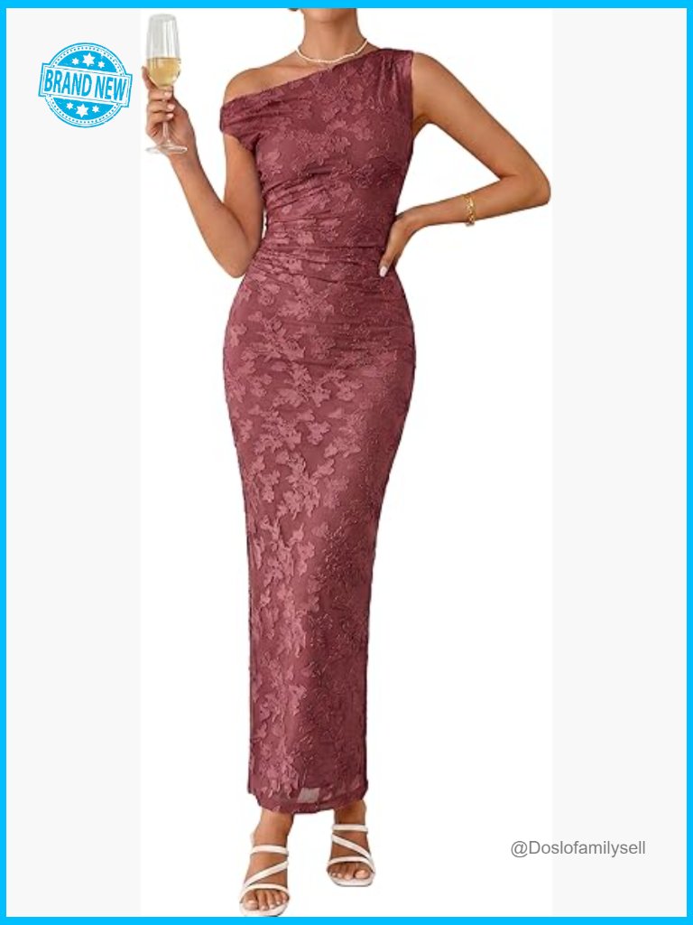 Floral One Shoulder Maxi Dress Bodycon Ruched Cocktail Formal Wedding Guest 2026